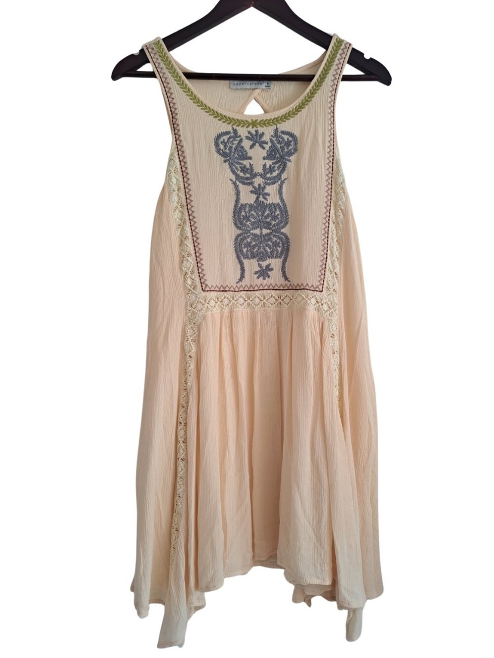 Paper Crane Boho Embroidered Gauze Dress | Size M